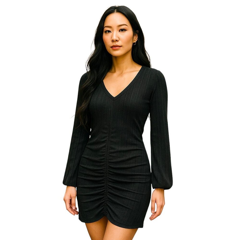 Lea & Viola Dark‎ Metallic Cinched Bodycon Mini Dress